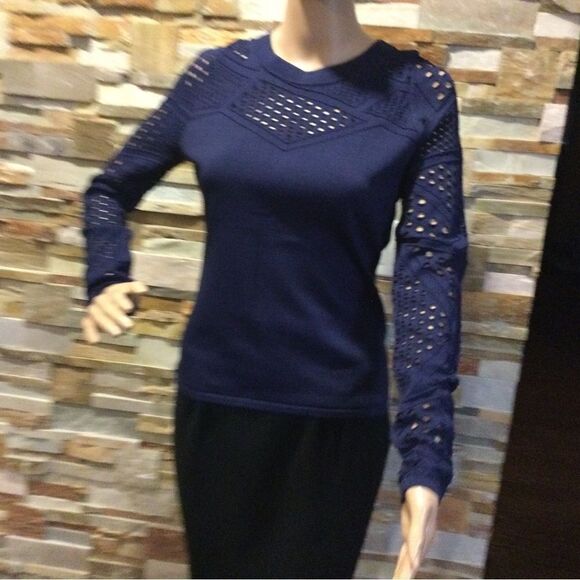 MILLY Pointelle-Inset Facture Top - Picture 6 of 9